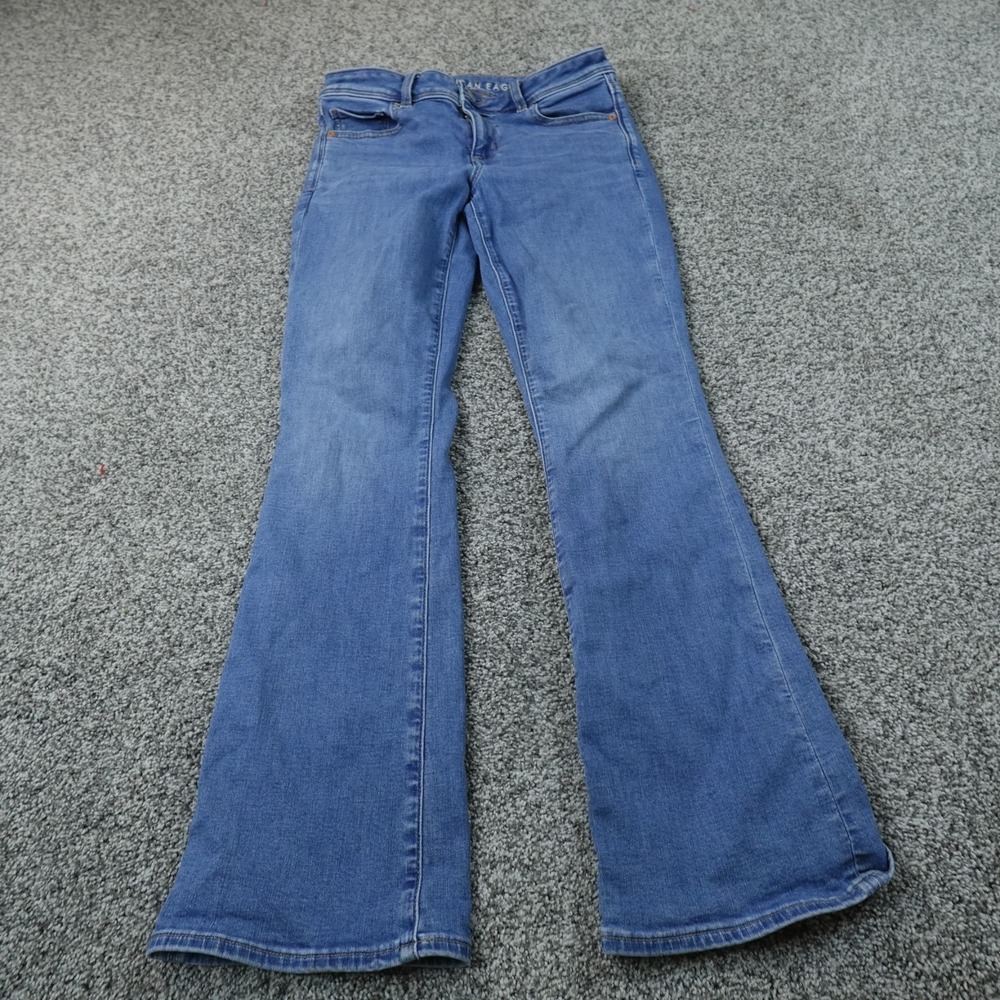 American Eagle Jeans Womens 4 Dark Blue Denim Pants Kick Boot Mid Rise Stretch